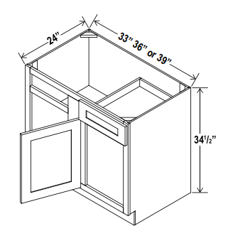 Base Cabinet - Blind Corner-1D 1Drw 1S - Grey - Shaker