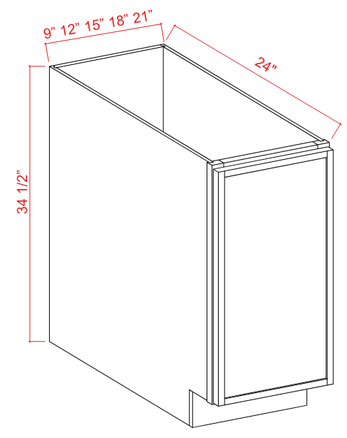 Base Cabinet - 1 Door - White - Slim Shaker