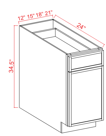 Base Cabinet - Waste Basket - White - Slim Shaker