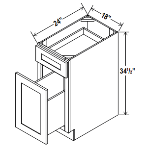 Base Cabinet - Waste Basket-1Drw - Grey - Shaker