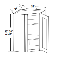 Wall Cabinet - Diagonal Corner - White - Shaker