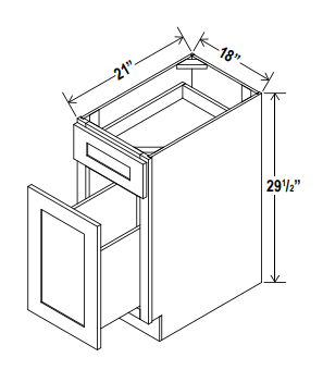 Base Cabinet - Two Drawer-2Drw - Grey - Shaker