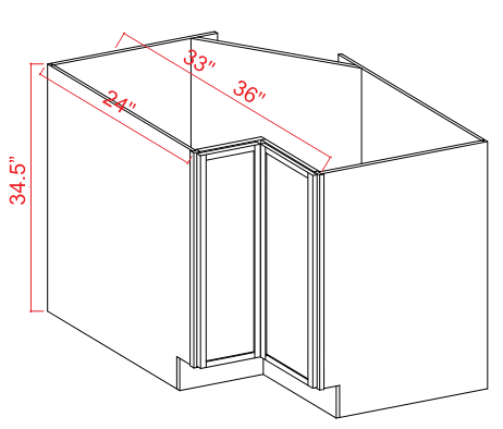 Base Cabinet - Easy Reach 1 Door - White - Slim Shaker