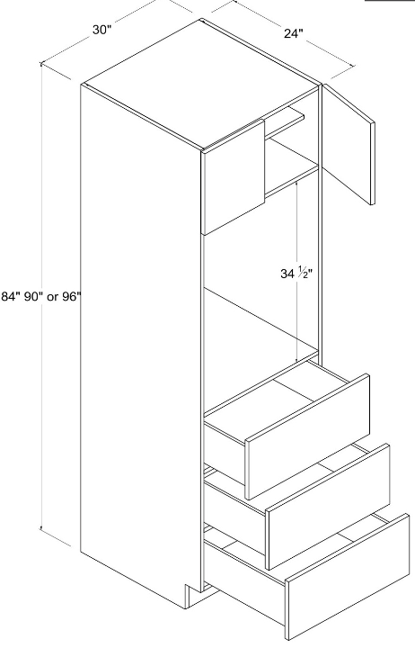 Tall Cabinet - Oven Pantry - White - Gloss Frameless