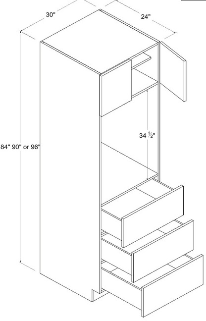 Tall Cabinet - Oven Pantry - White - Gloss Frameless