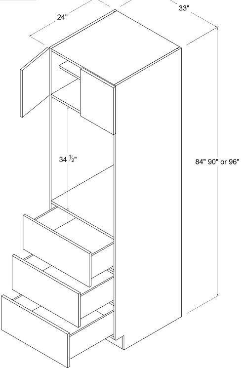 Tall Cabinet - Oven Pantry - Grey - Gloss Frameless