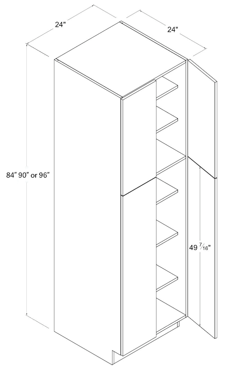 Tall Cabinet - 4 Door 5 Shelves - Grey - Gloss Frameless