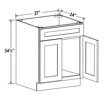 Base Cabinet - Sink-1 False Drawer - Grey - Shaker