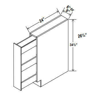 Base Cabinet - Spice pull-1Drw - White - Shaker