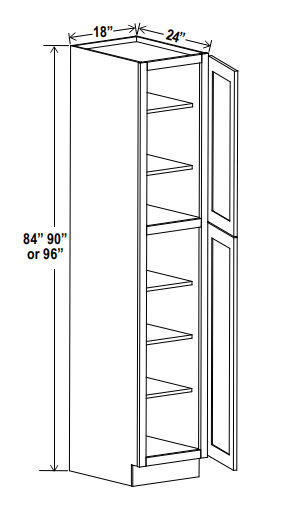 Tall Cabinet - Pantry-2D - White - Shaker