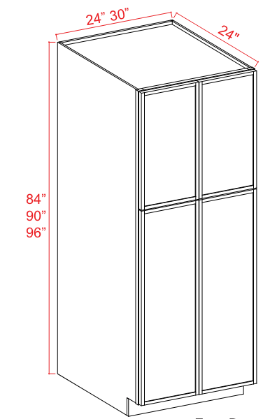 Tall Cabinet - 4 Door 5 Shelves - White - Slim Shaker