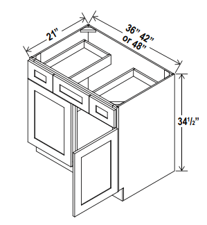 Vanity - Sink Drawer-2 DRW - White - Shaker