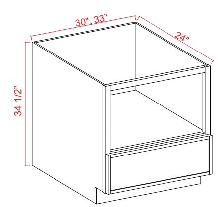 Base Cabinet Microwave 33"W x 34-1/2"H x 24"D-White-Slim Shaker