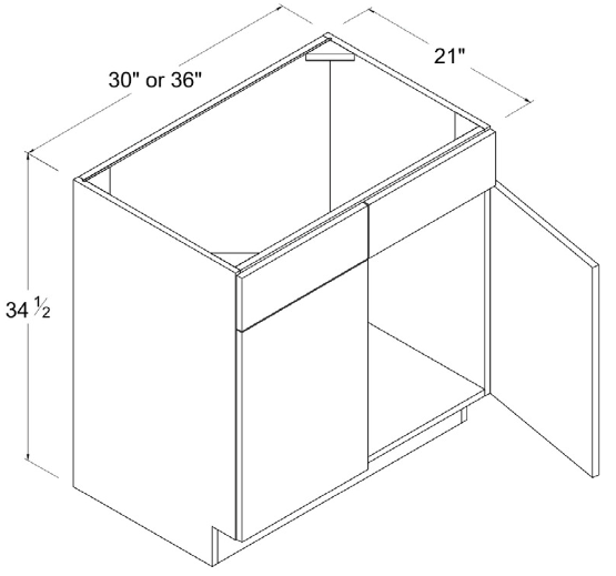 Vanity Sink Base 30"W x 34-1/2"H x 21"D-White-Gloss Frameless