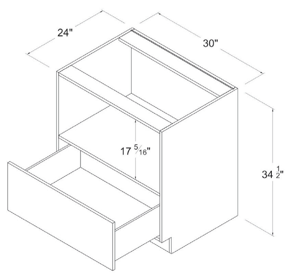 Base Cabinet Microwave 30"W x 34-1/2"H x 24"D-White-Gloss Frameless