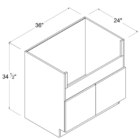 Base Cabinet Farm Sink 2 False Drawer 36"W x 34-1/2"H x 24"D-White-Gloss Frameless