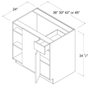 Base Cabinet Blind Corner 36"W x 34-1/2"H x 24"D-White-Gloss Frameless