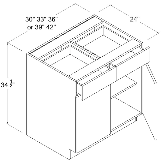 Base Cabinet 1 Door 2 Shelves 18"W x 34-1/2"H x 24"D-White-Gloss Frameless