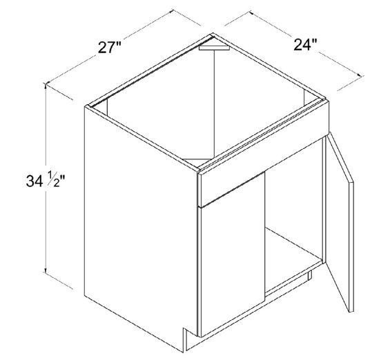 Base Cabinet Sink 1 False Drawer 30"W x 34-1/2"H x 24"D-Grey-Gloss Frameless