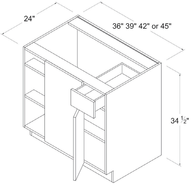 Base Cabinet Blind Corner 33"W x 34-1/2"H x 24"D-Grey-Gloss Frameless