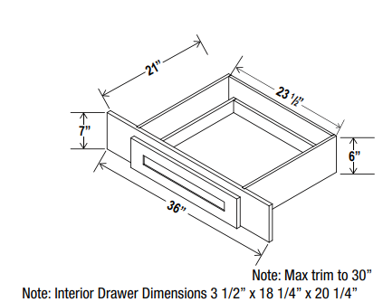 Accessories Knee Drawer 36"W x 7"H x 21"D-Espresso-Shaker