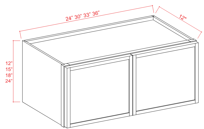 Wall Cabinet 2D 24"W x 30"H x 12"D-White Oak-Slim Shaker