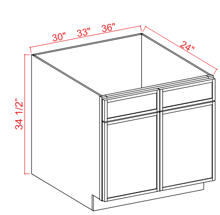 Base Cabinet Sink 1 False Drawer 30"W x 34.5"H x 24"D-White Oak-Slim Shaker