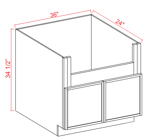 Base Cabinet Farm Sink 36"W X 34.5"H X 24"D-White Oak-Slim Shaker