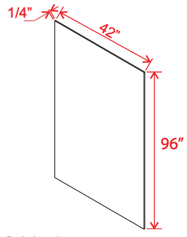 Accessories Finished Plywood Panel 96"W x 42"H x 1/4"D-White Oak-Slim Shaker