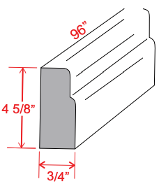 Accessories Furniture Base MOULDING 96'W x 4 5/8"H x 3/4"D-White Oak-Slim Shaker