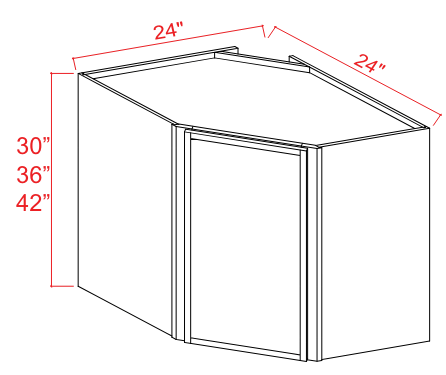 Wall Cabinet Diagonal Corner 1D 2S 24"W x 42"H x 12"D-White Oak-Slim Shaker