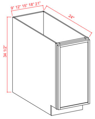 Base Cabinet Full Height 1D 1S 15"W x 34.5"H x 24"D-White Oak-Slim Shaker