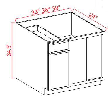 Base Cabinet Blind Corner 1D 1Drw 1S 36"W x 34.5"H x 24"D-White Oak-Slim Shaker