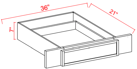 Accessories Knee Drawer 36"W x 7"H x 21"D-White-Slim Shaker