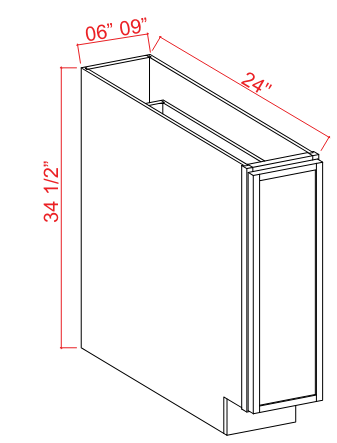 Base Cabinet Spice Pull 1Drw 6"W x 34.5"H x 24"D-White-Slim Shaker