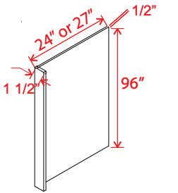 Accessories Refrigerator End Panel Veneer 24"W x 96"H x1-1/2"D-White-Slim Shaker