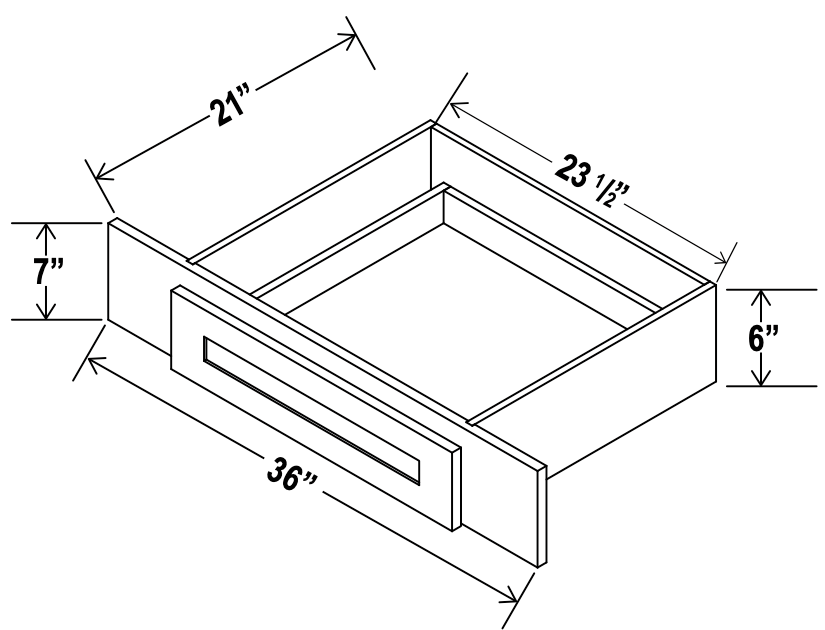 Accessories Knee Drawer 36"W x 7"H x 21"D-White-Aspen