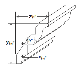 Accessories Inset Crown Moulding 96'W x 4 3/16'H x 7/8"D-White-Aspen