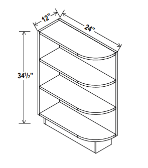 Base Cabinet End Shelf 12"W x 34.5"H x 24"D-Navy Blue-Shaker