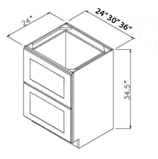 Base Cabinet Drawer-2DRW 24"W x  34.5"H x 24"D-Navy Blue-Shaker