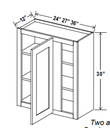 Wall Cabinet Blind Corner-1D 24"W x 30"H x 12"D-Espresso-Shaker