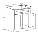 Base Cabinet Sink-1 False Drawer 27"W x 34.5"H x 24"D-Espresso-Shaker