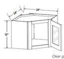 Wall Cabinet Diagonal Glass Door Corner 24"W x 12"H x 12"D-Espresso-Shaker