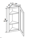 Wall Cabinet Angle 12"W x 42"H x 12"D-Espresso-Shaker