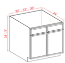 Base Cabinet Sink 1 False Drawer 30"W x 34.5"H x 24"D-White Oak-Slim Shaker