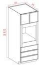 Tall Cabinet Oven 2D 3DRW 1S 33"W x 90"H X 24"D-White Oak-Slim Shaker