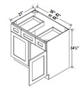 Vanity Sink Drawer-2 DRW 42"W x 34.5"H x 21"D-Charcoal-Aspen