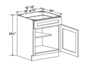 Base Cabinet 1D 1Drw 1S 15"W x 34.5"H x 24"D-Charcoal-Aspen