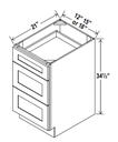 Vanity Drawer-3 DRW 12"W x 34.5"H x 21"D-Charcoal-Aspen