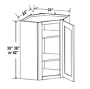 Wall Cabinet Diagonal Corner 27"W x 36"H x 15"D-White-Aspen